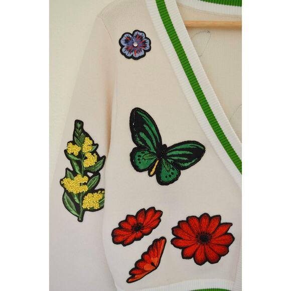 Alice + Olivia Arlen Cropped V Neck Cardigan Size Small - Picture 5 of 8